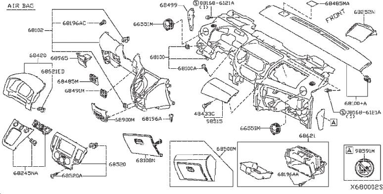 Nissan NV200 Fuse Box Cover. INST, PAD, LID - 68964-9SA0A ...