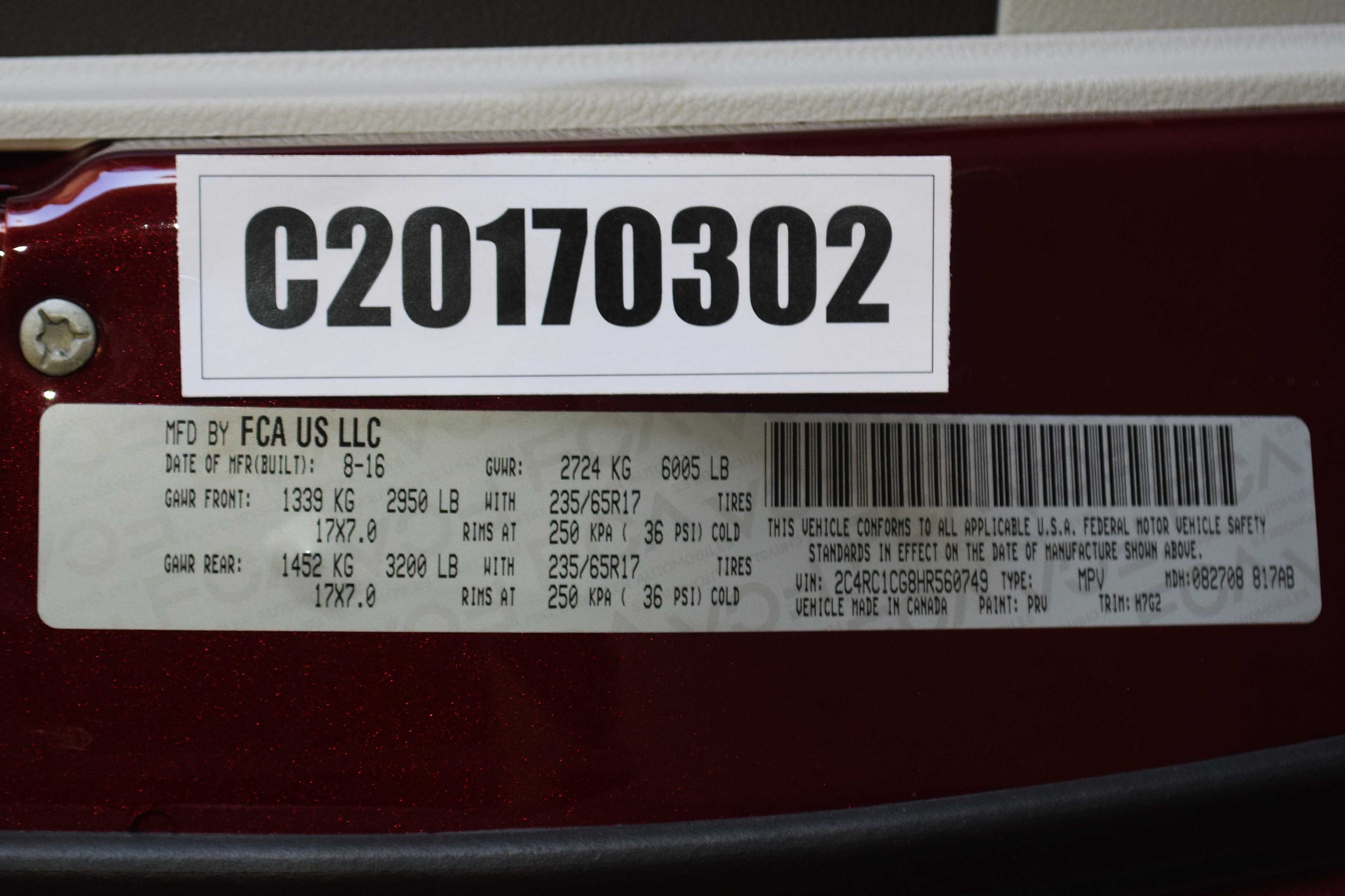 2017 CHRYSLER PACIFICA crash image 3