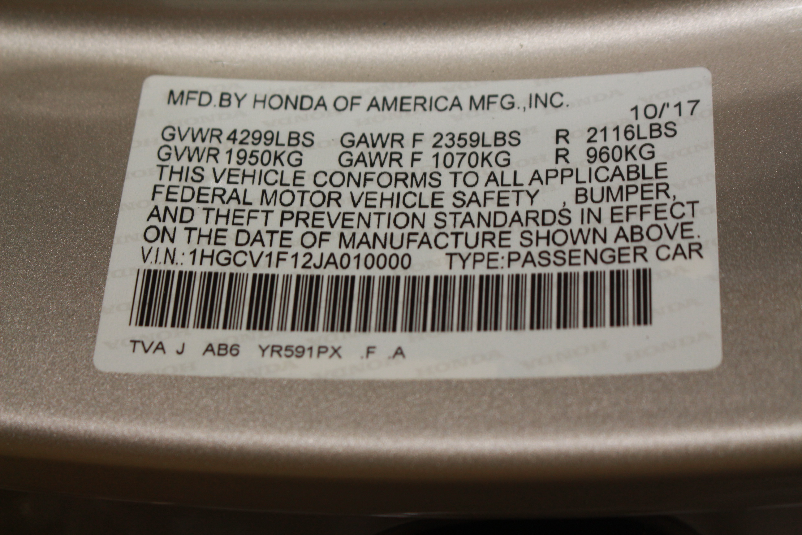 2018 HONDA ACCORD crash image 4