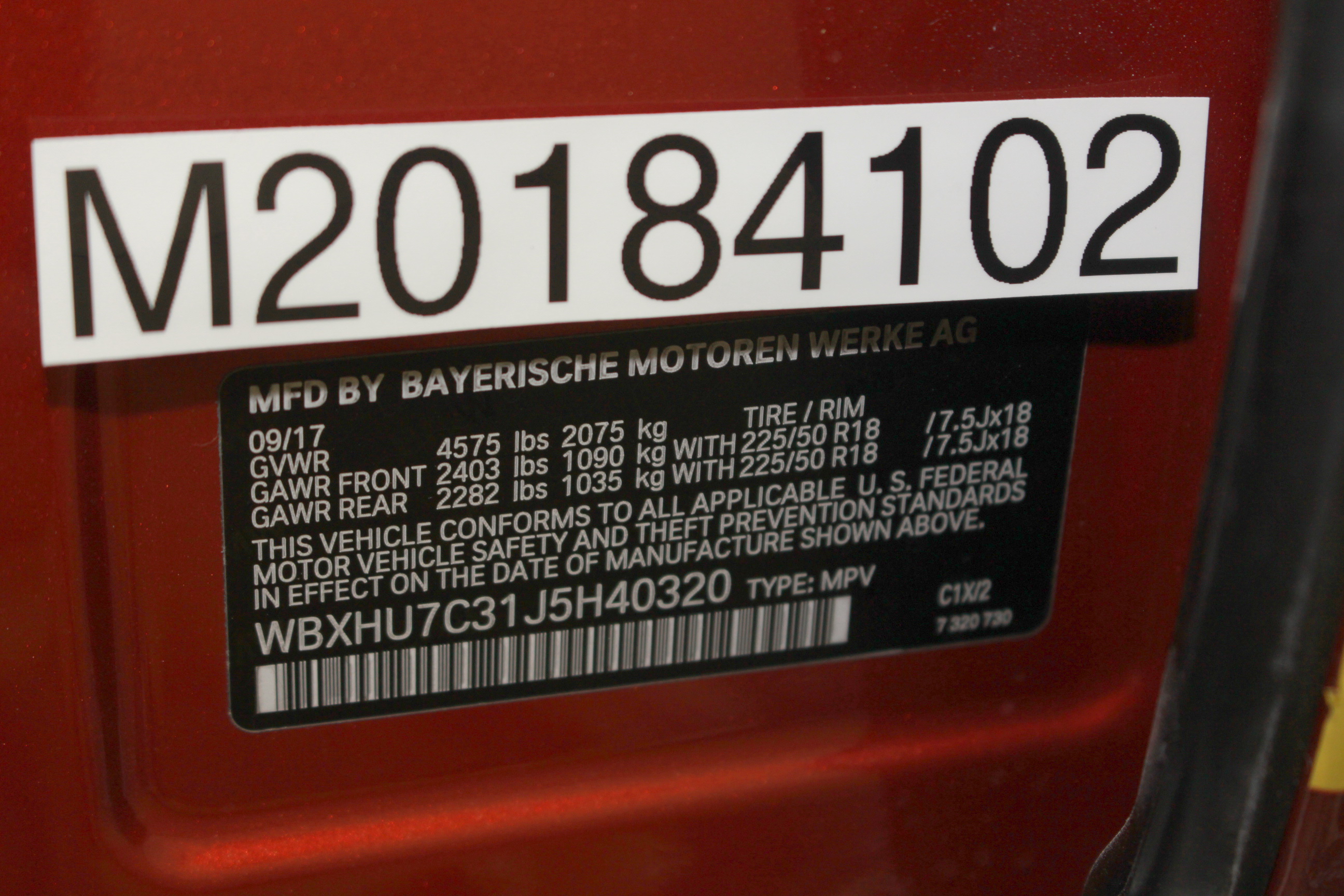 2018 BMW X1 crash image