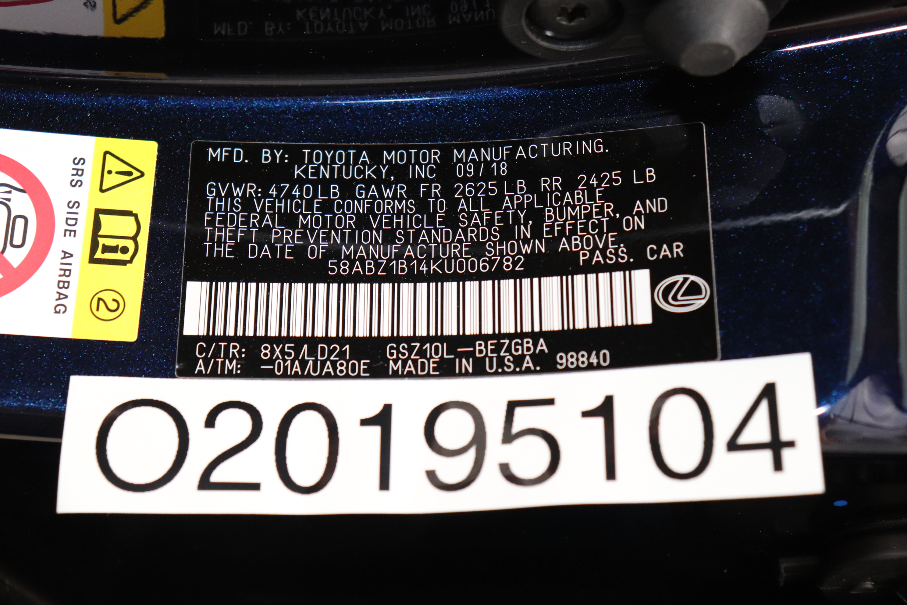 2019 LEXUS ES 350 crash image 4