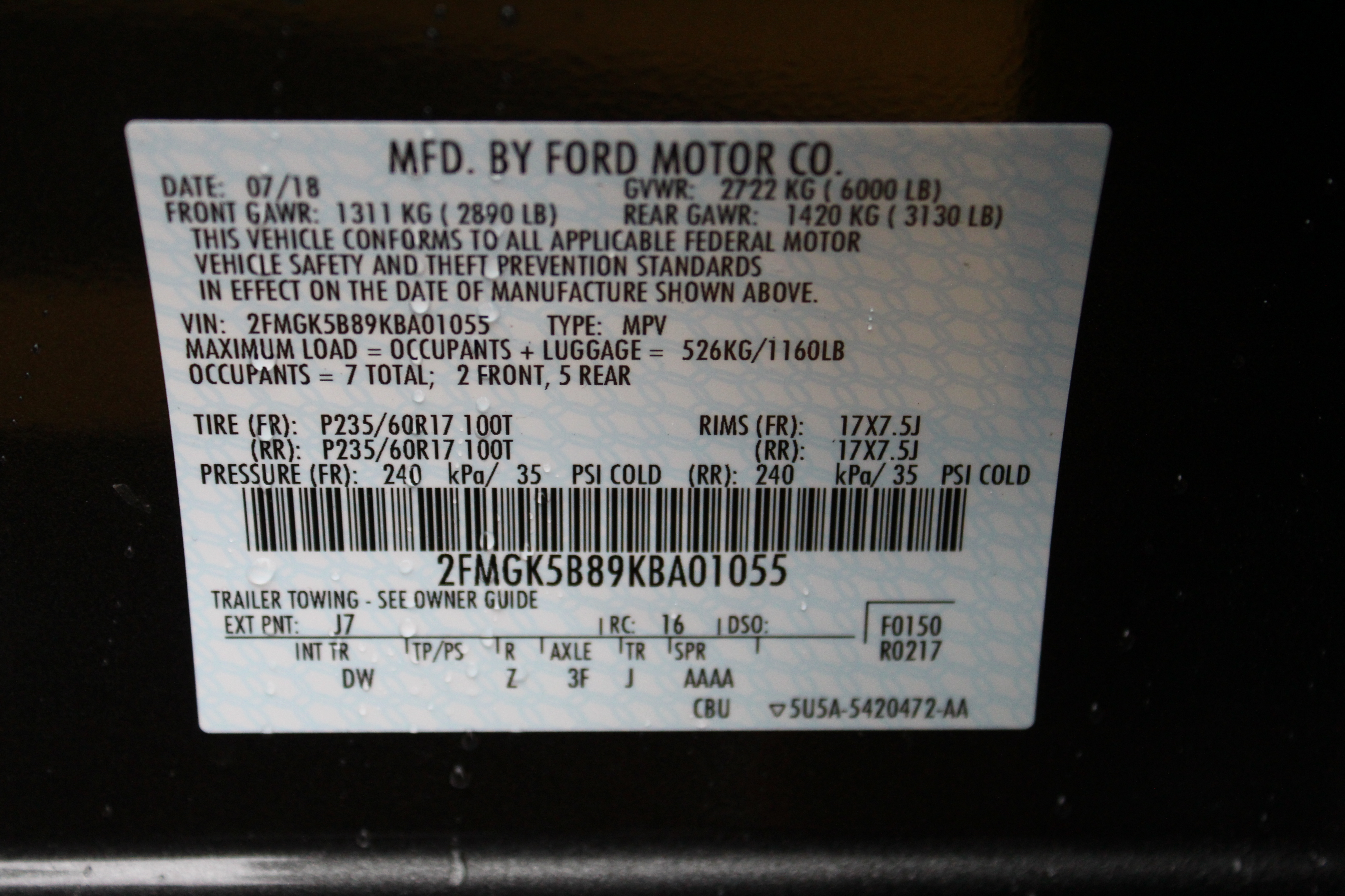 2019 FORD FLEX crash image