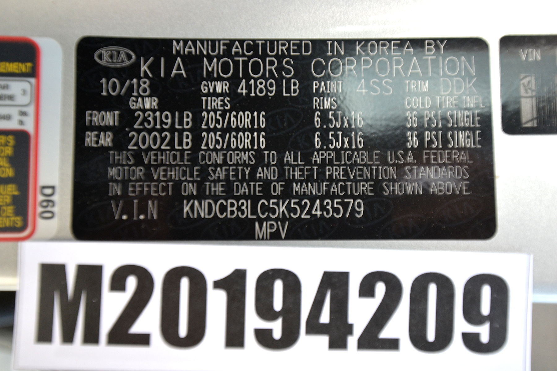 2019 KIA NIRO crash image 4