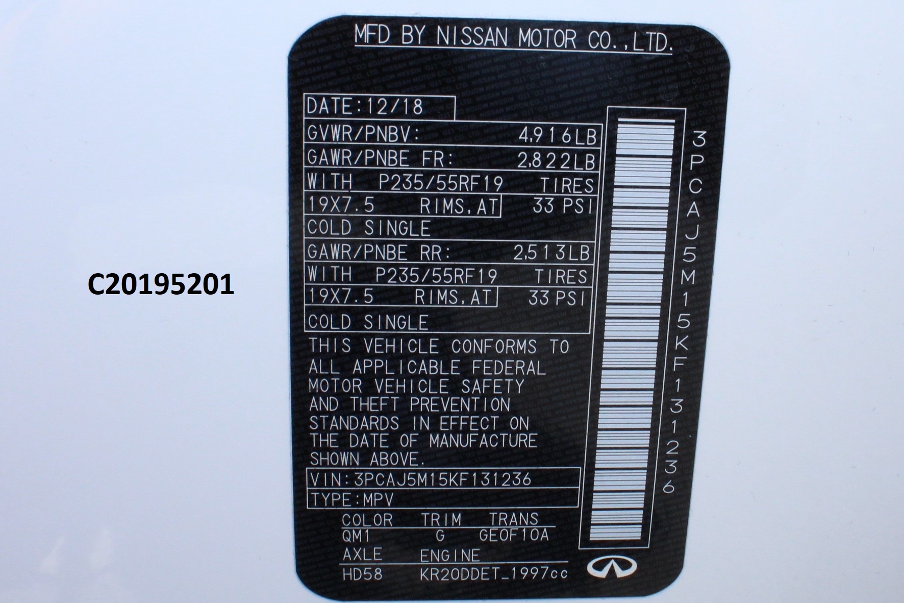 2019 INFINITI QX50 crash image
