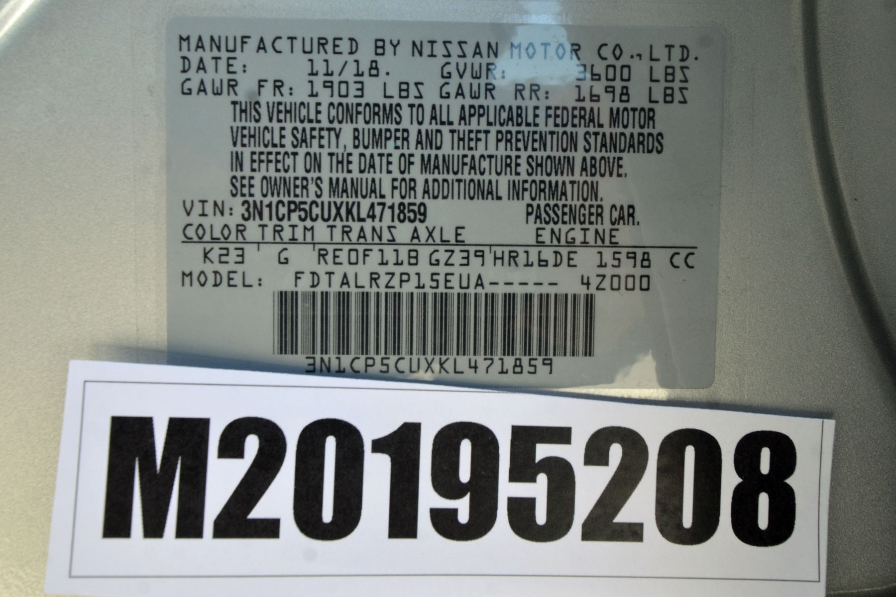 2019 NISSAN OTHER crash image 2