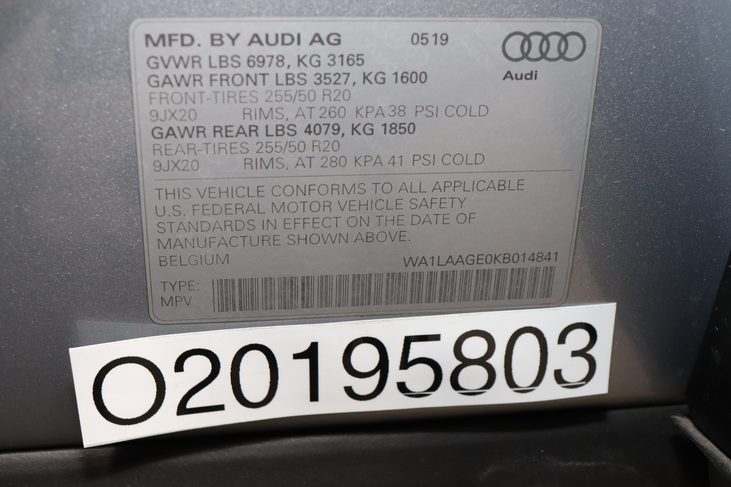 2019 AUDI e-tron crash image 4