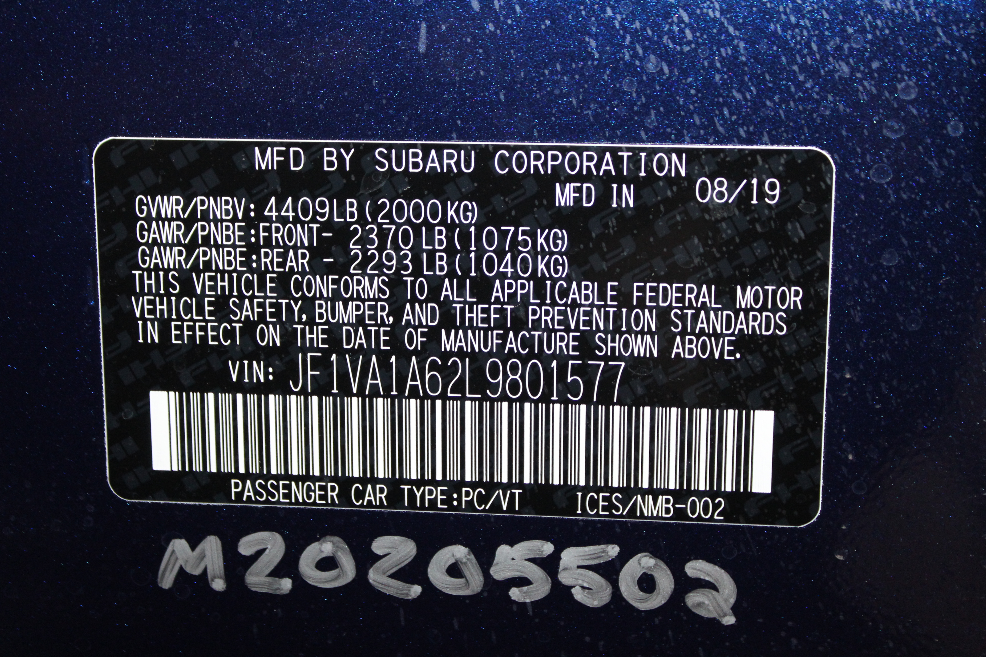 2020 SUBARU WRX crash image 2
