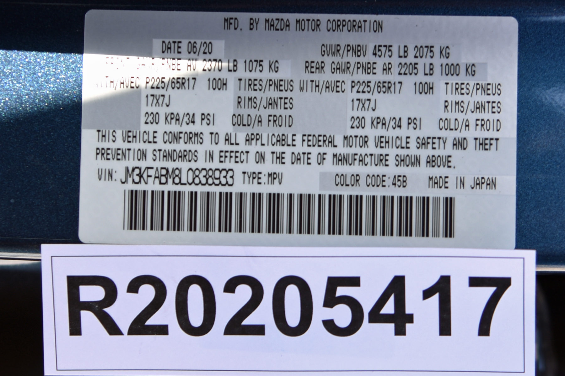 2020 MAZDA CX-5 crash-test photo