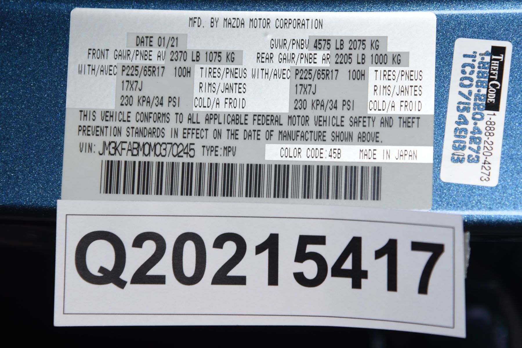 2021 MAZDA CX-5 crash-test photo