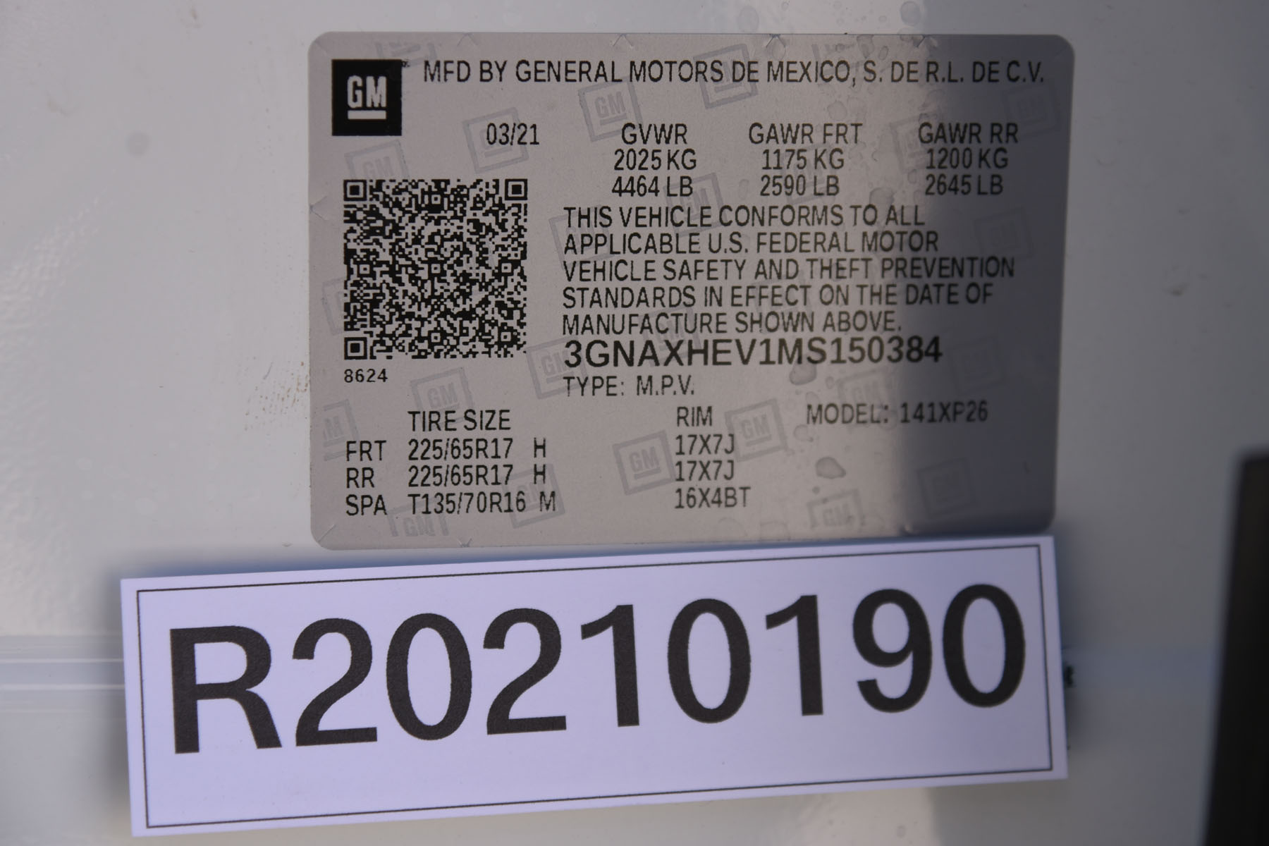 2021 CHEVROLET EQUINOX crash-test photo