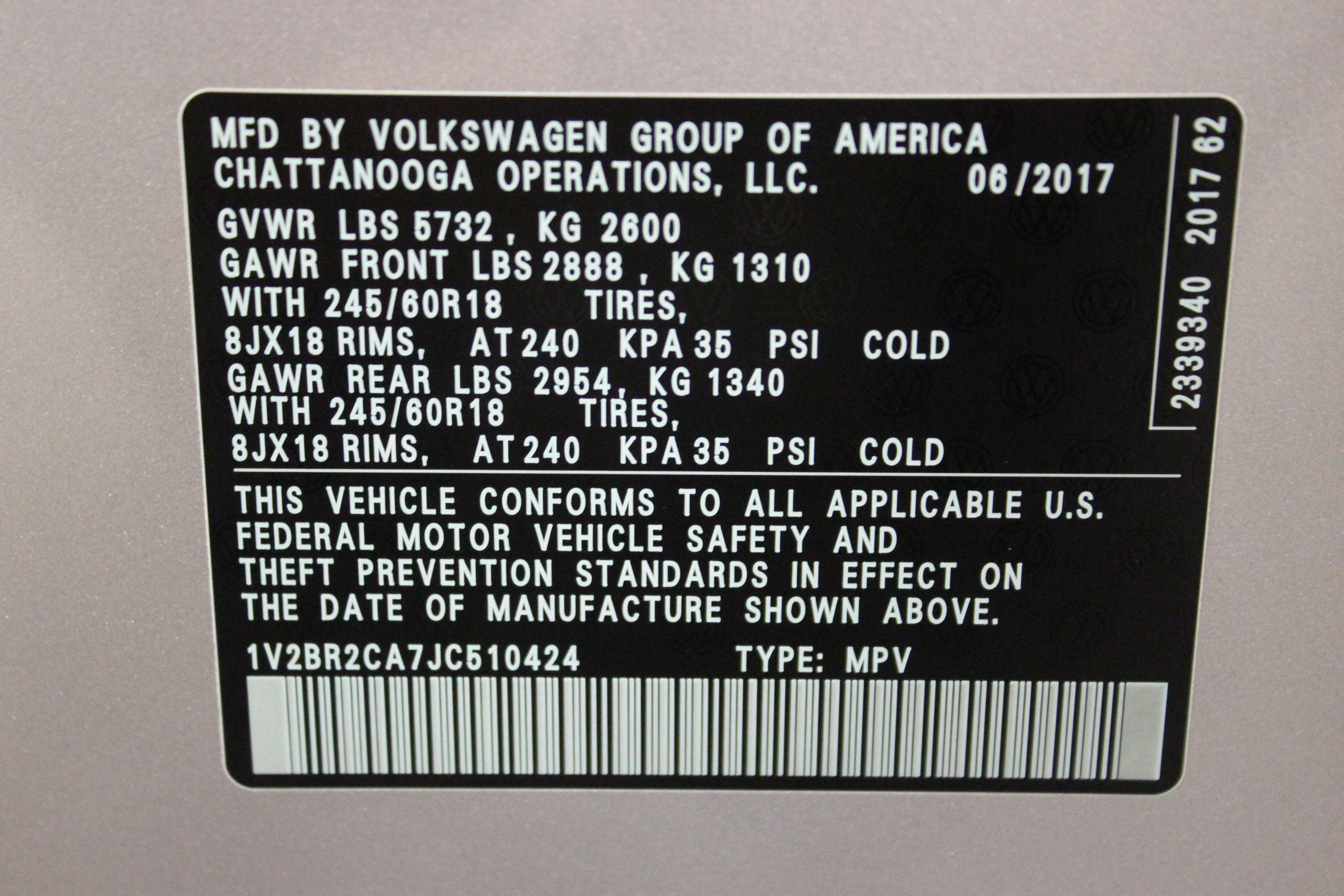 2018 VOLKSWAGEN ATLAS crash image
