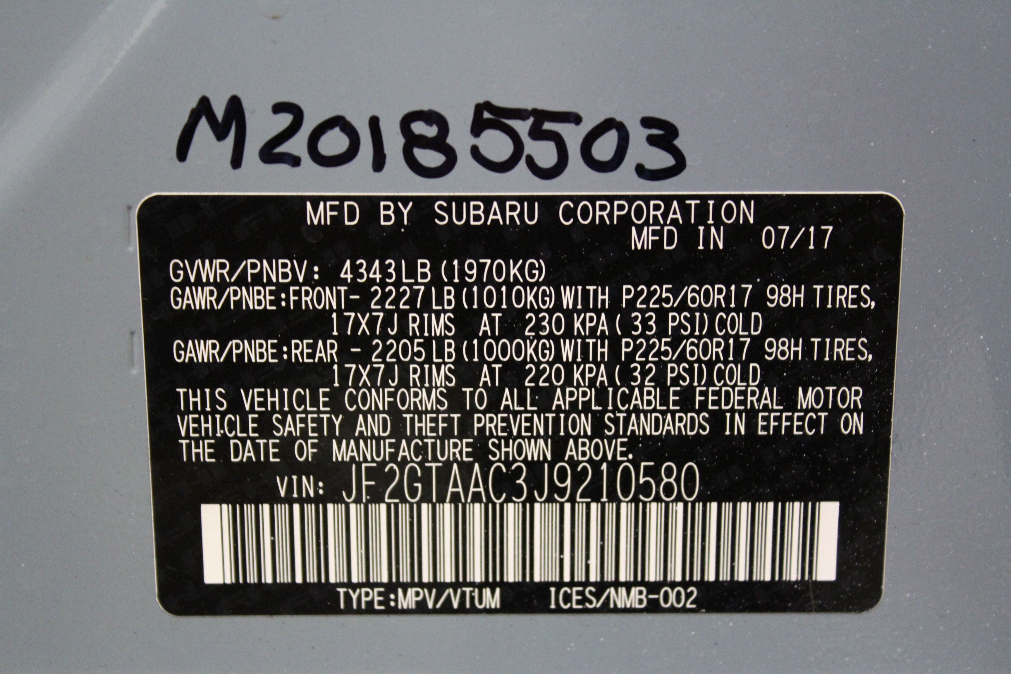 2018 SUBARU CROSSTREK crash image 15