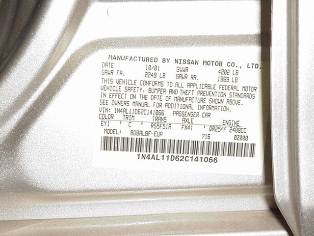 2002 NISSAN ALTIMA crash image