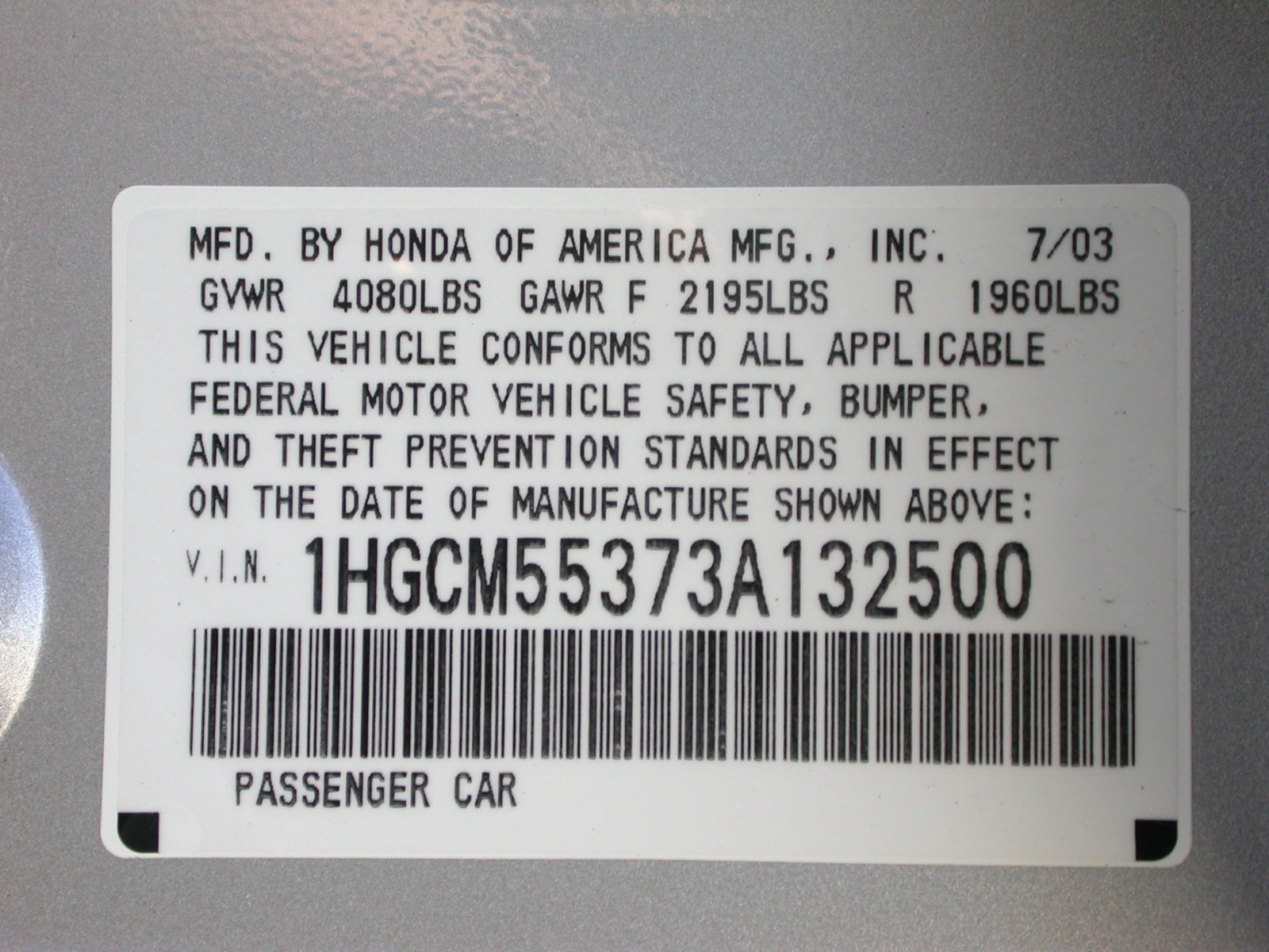 2003 HONDA ACCORD crash image 3