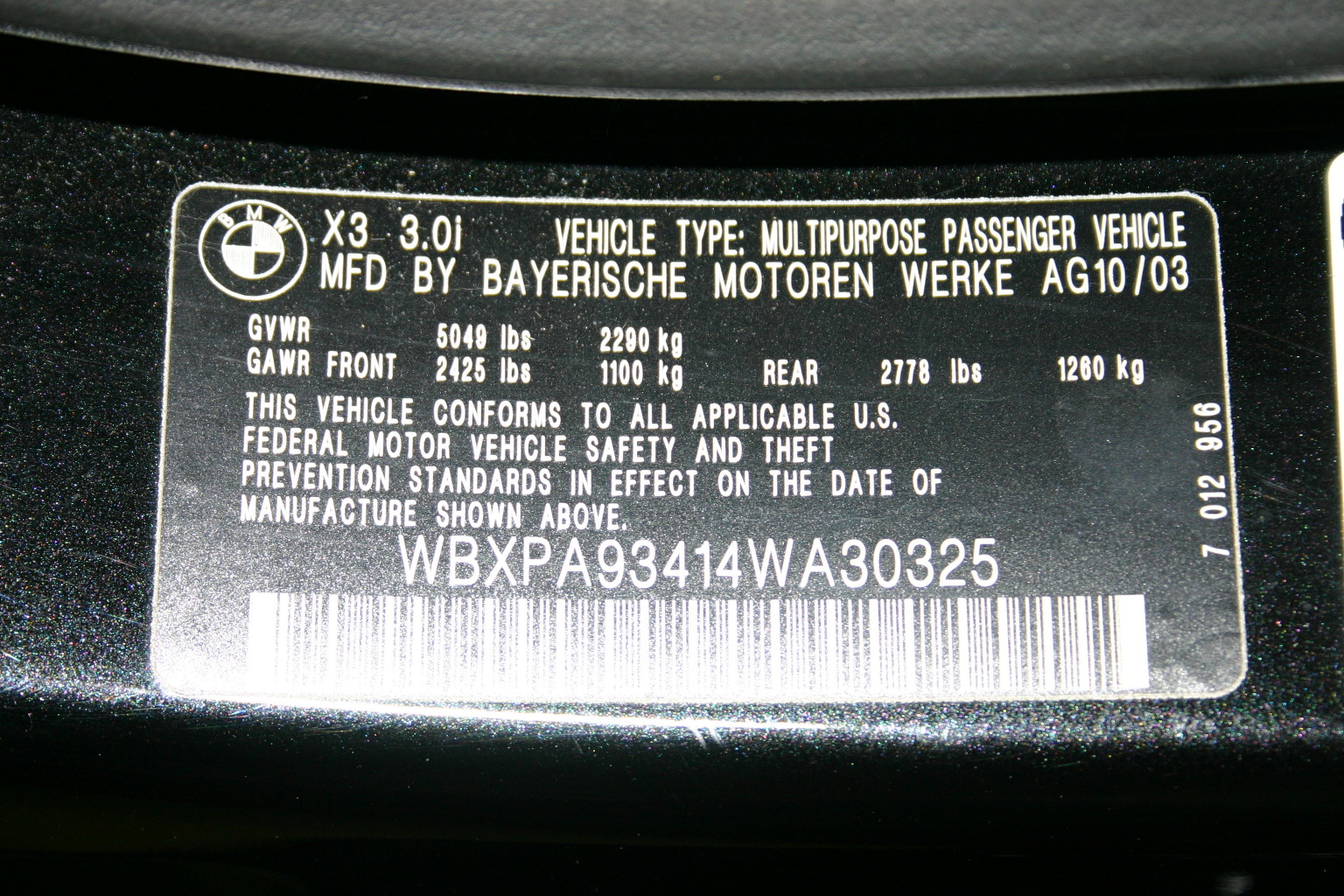 2004 BMW X3 crash image