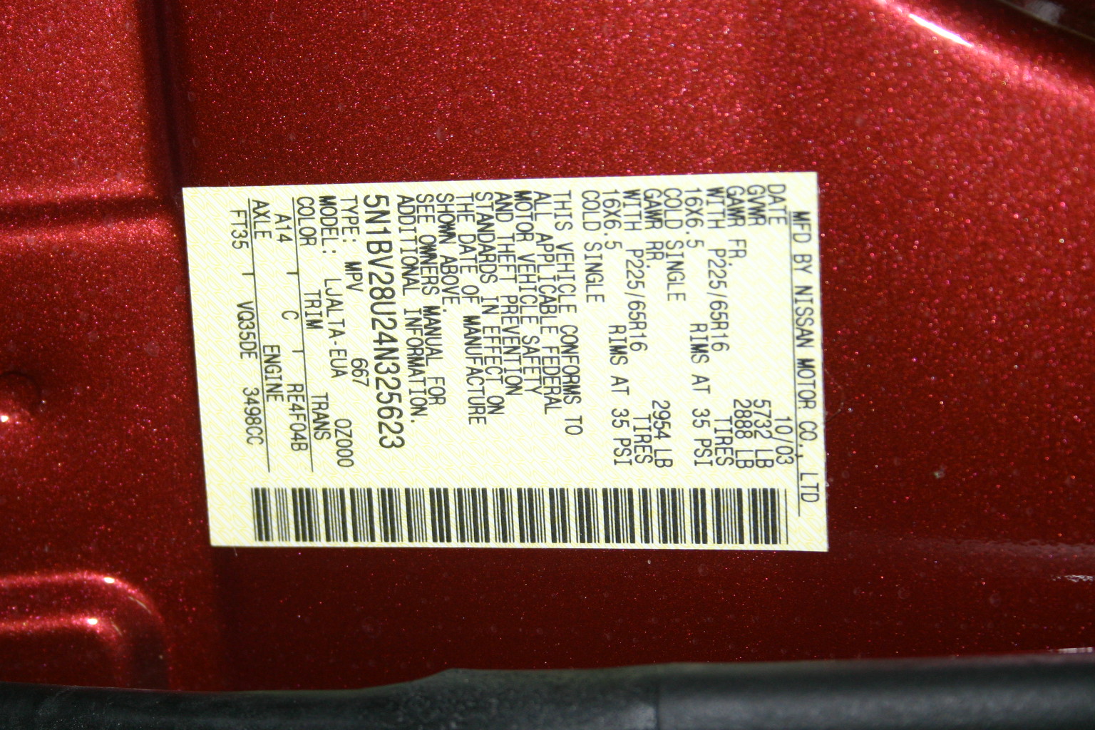 2004 NISSAN QUEST crash image