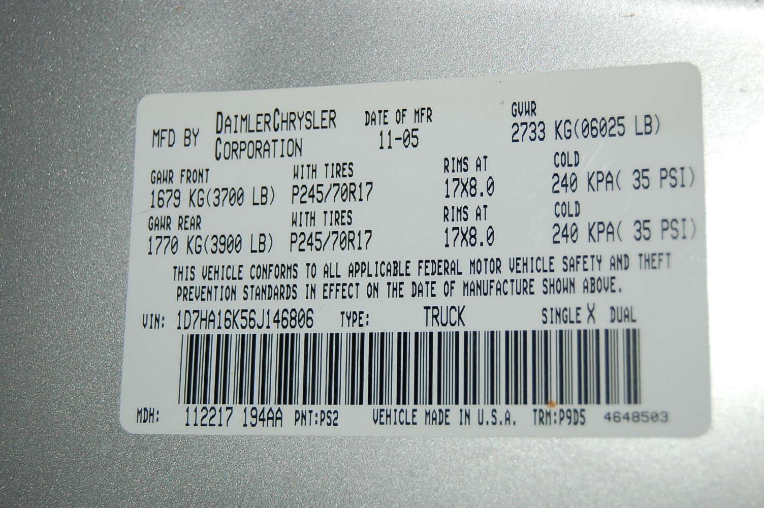 2006 DODGE RAM1500 crash image