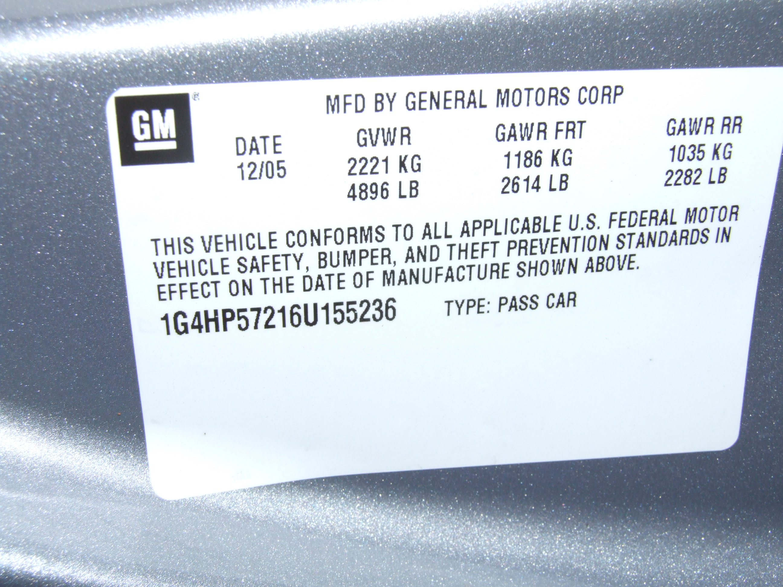 2006 BUICK LUCERNE crash image