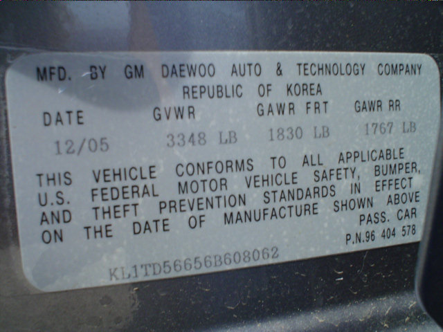 2006 CHEVROLET AVEO crash image