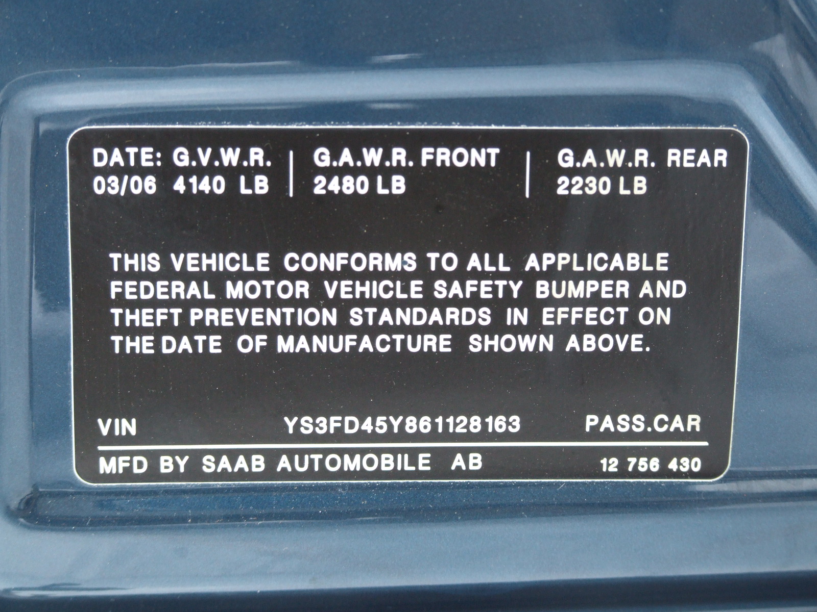 2006 SAAB 9-3 crash image