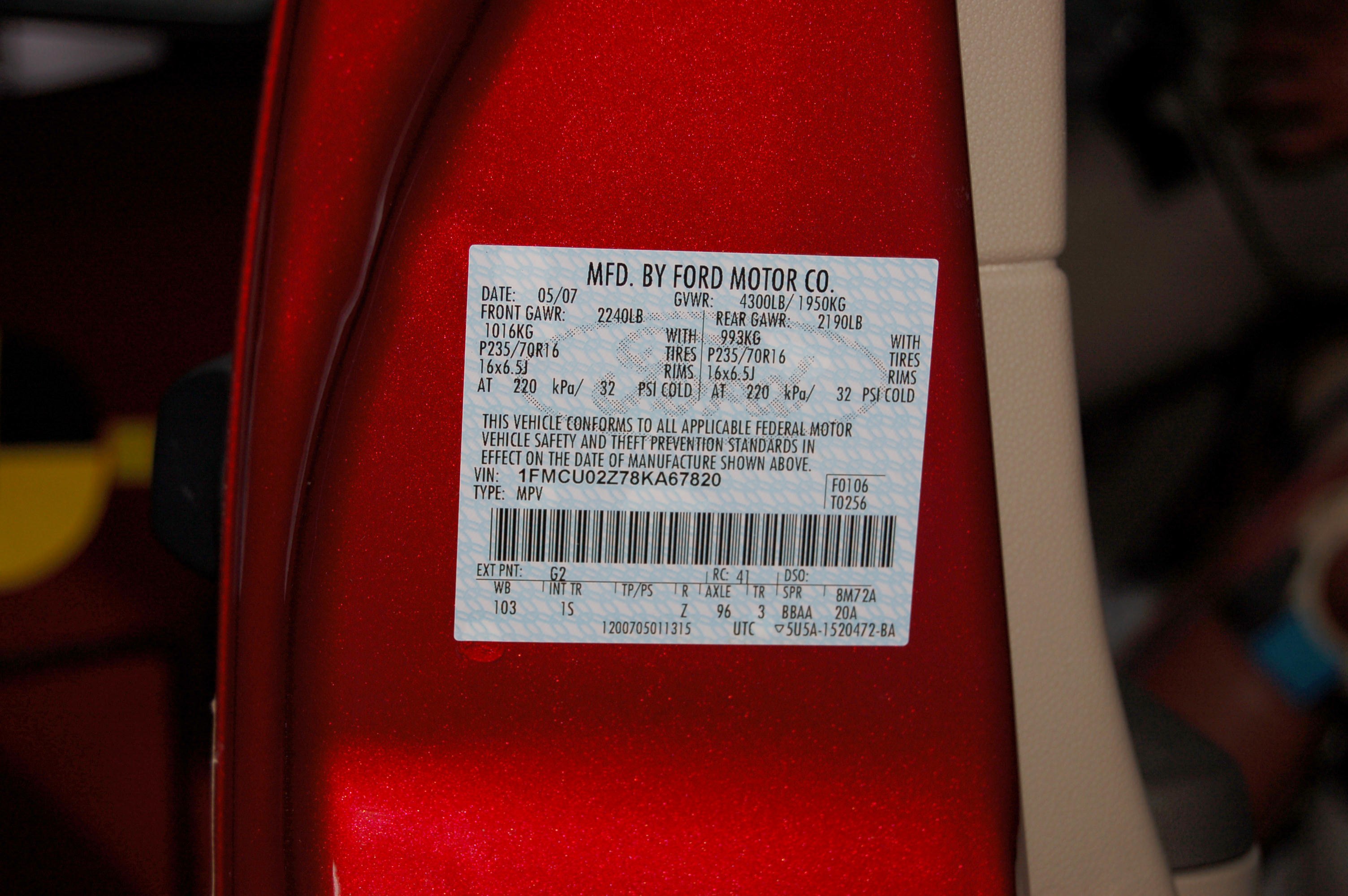 2008 FORD ESCAPE crash image