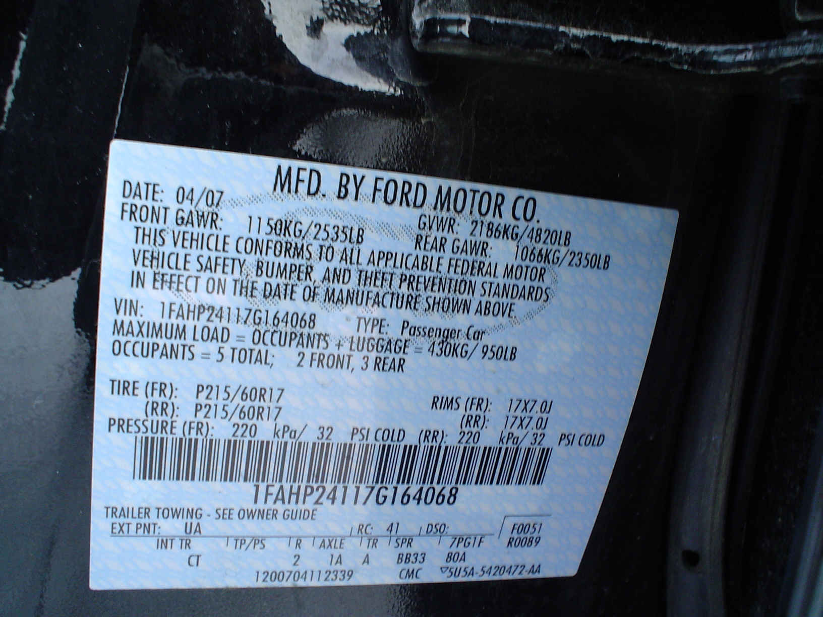 2007 FORD FIVE HUNDRED crash image