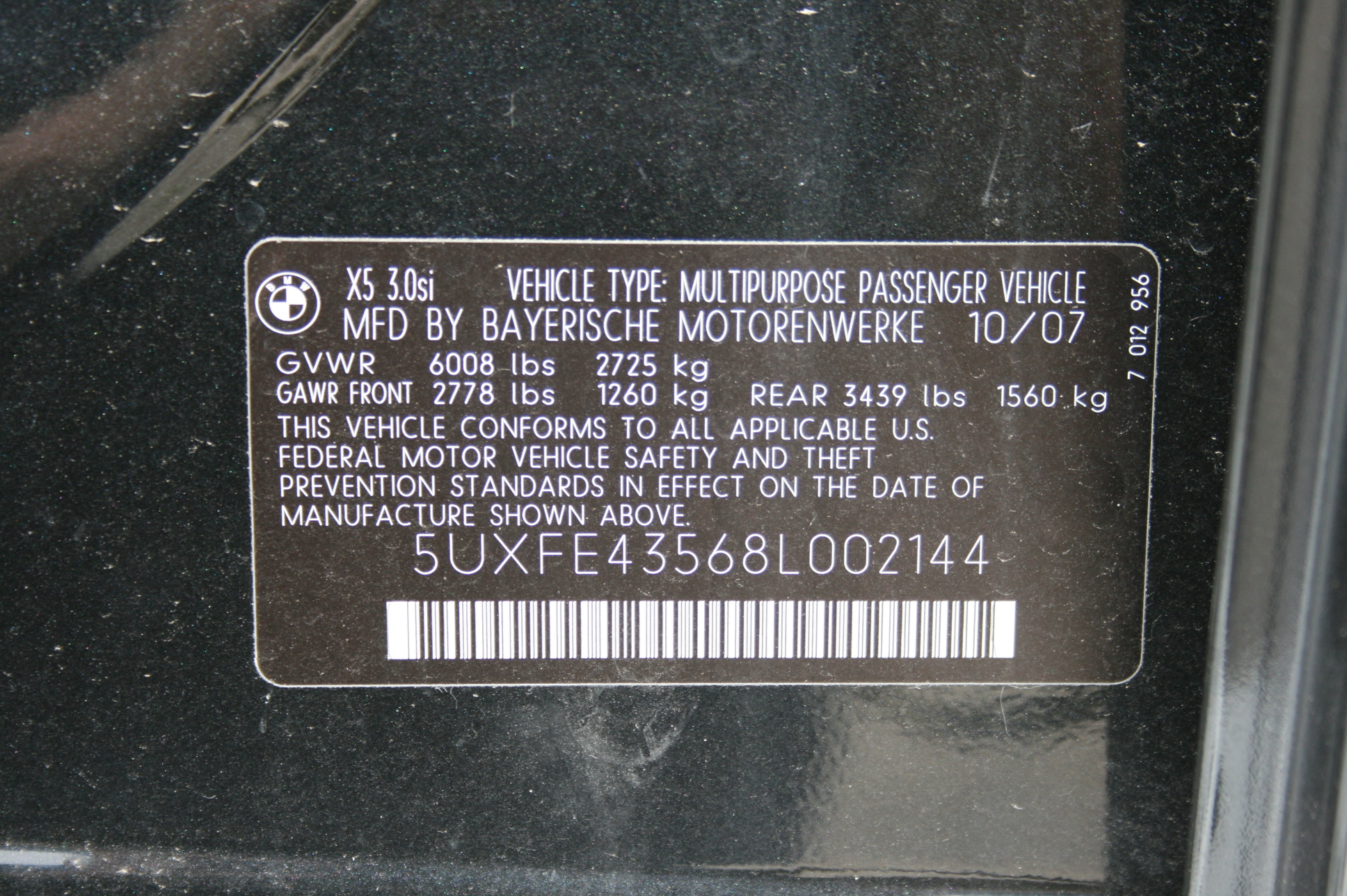 2008 BMW X5 crash image