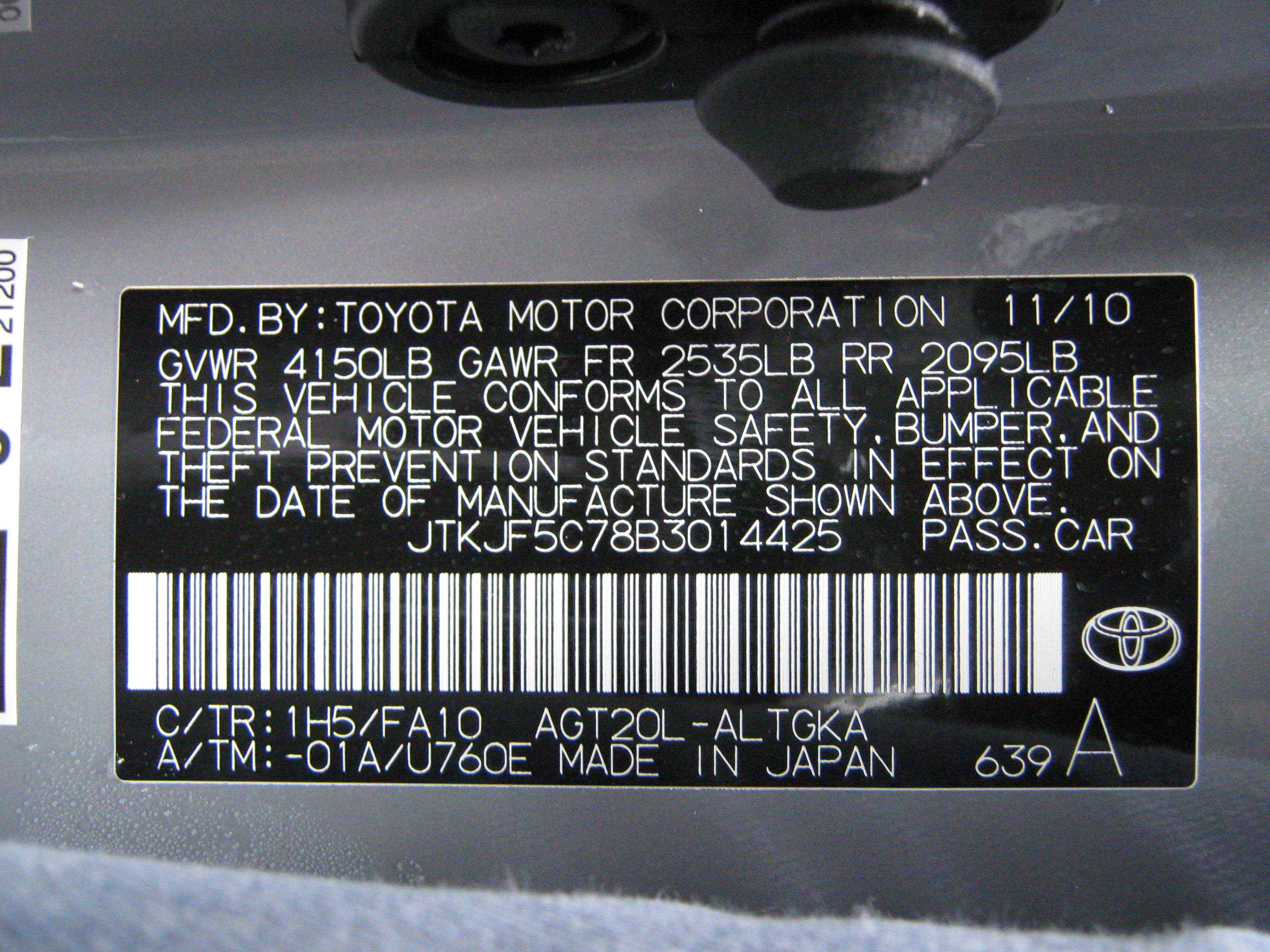 2011 TOYOTA SCION TC crash image 3