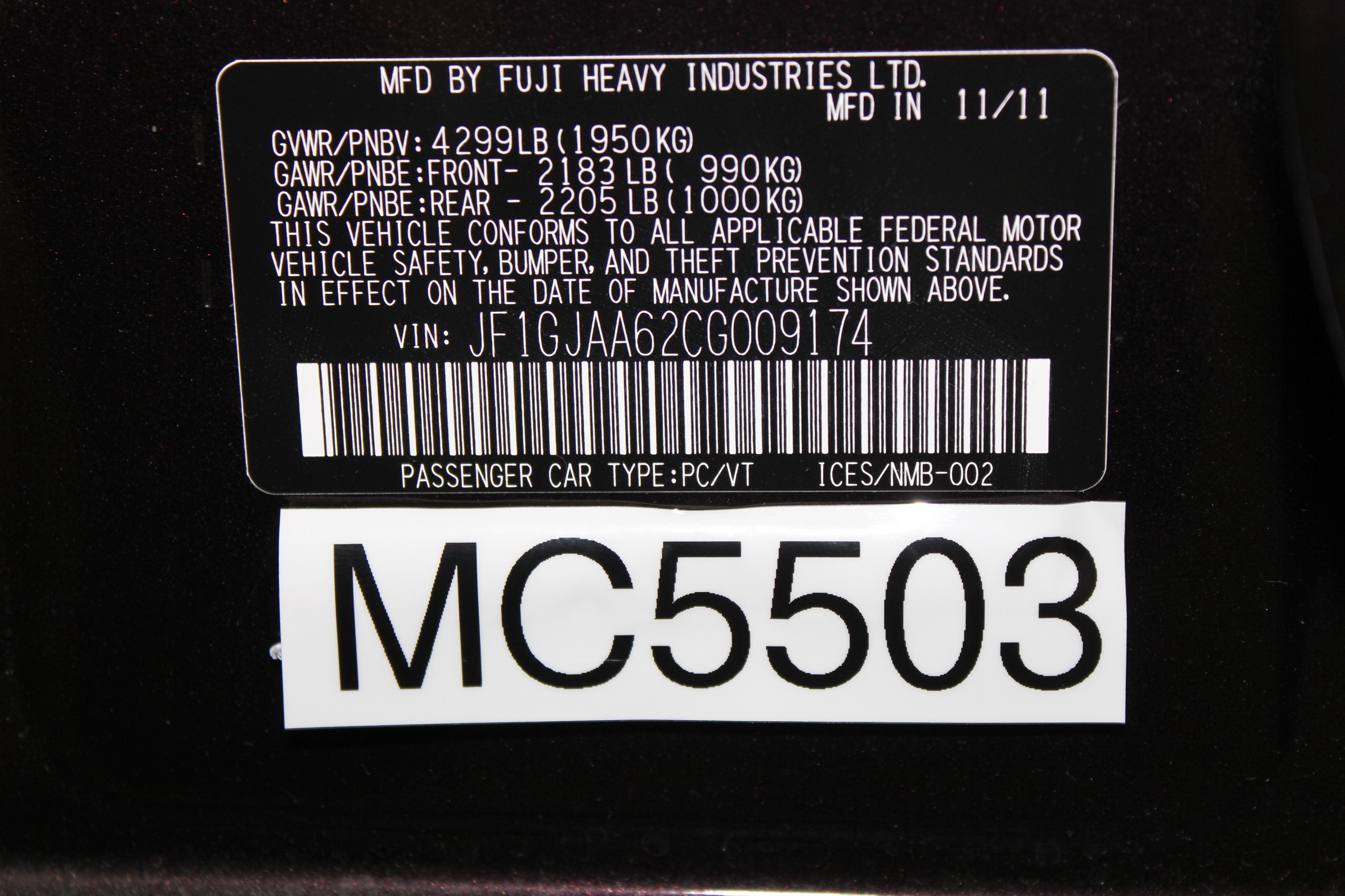 2012 SUBARU IMPREZA crash image 2