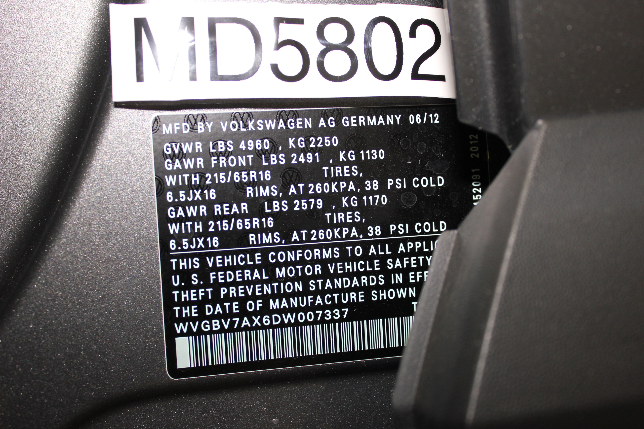 2013 VOLKSWAGEN TIGUAN crash image 3