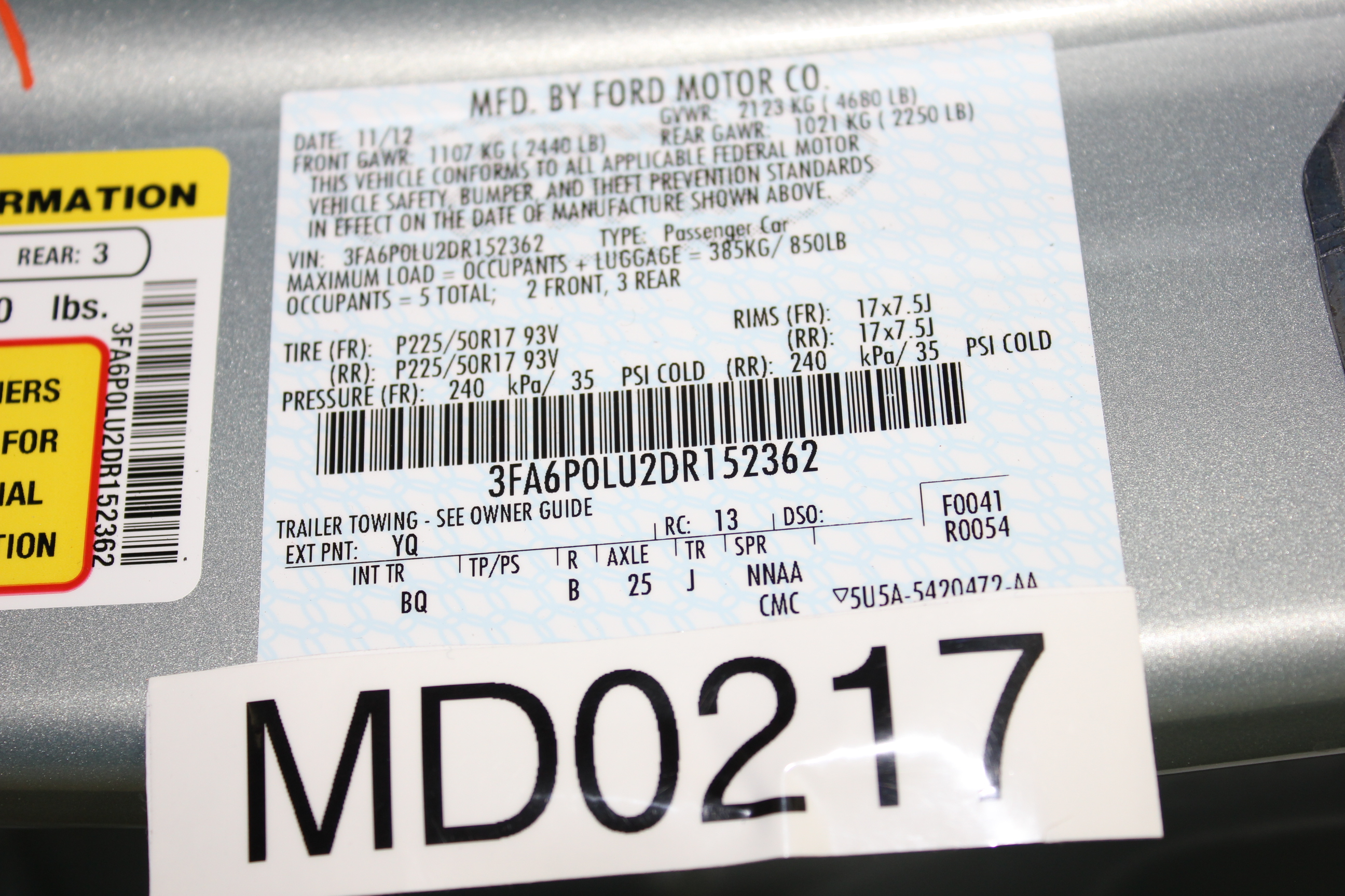 2013 FORD FUSION HYBRID crash image 3