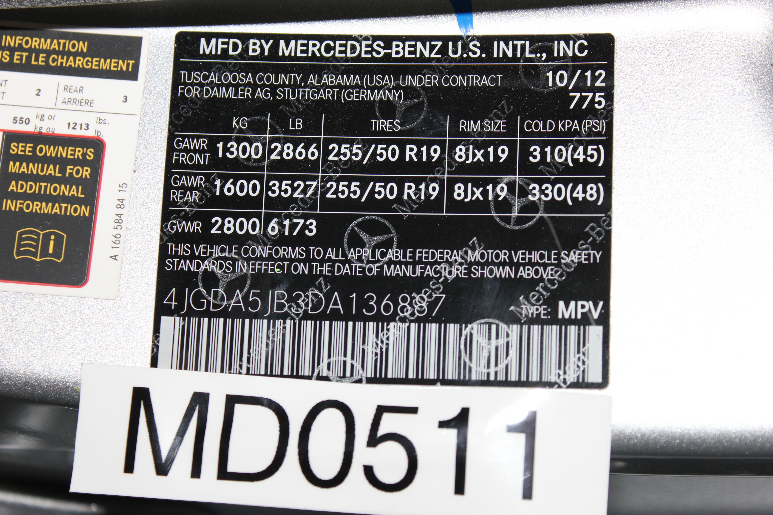 2013 MERCEDES ML350 crash image 2