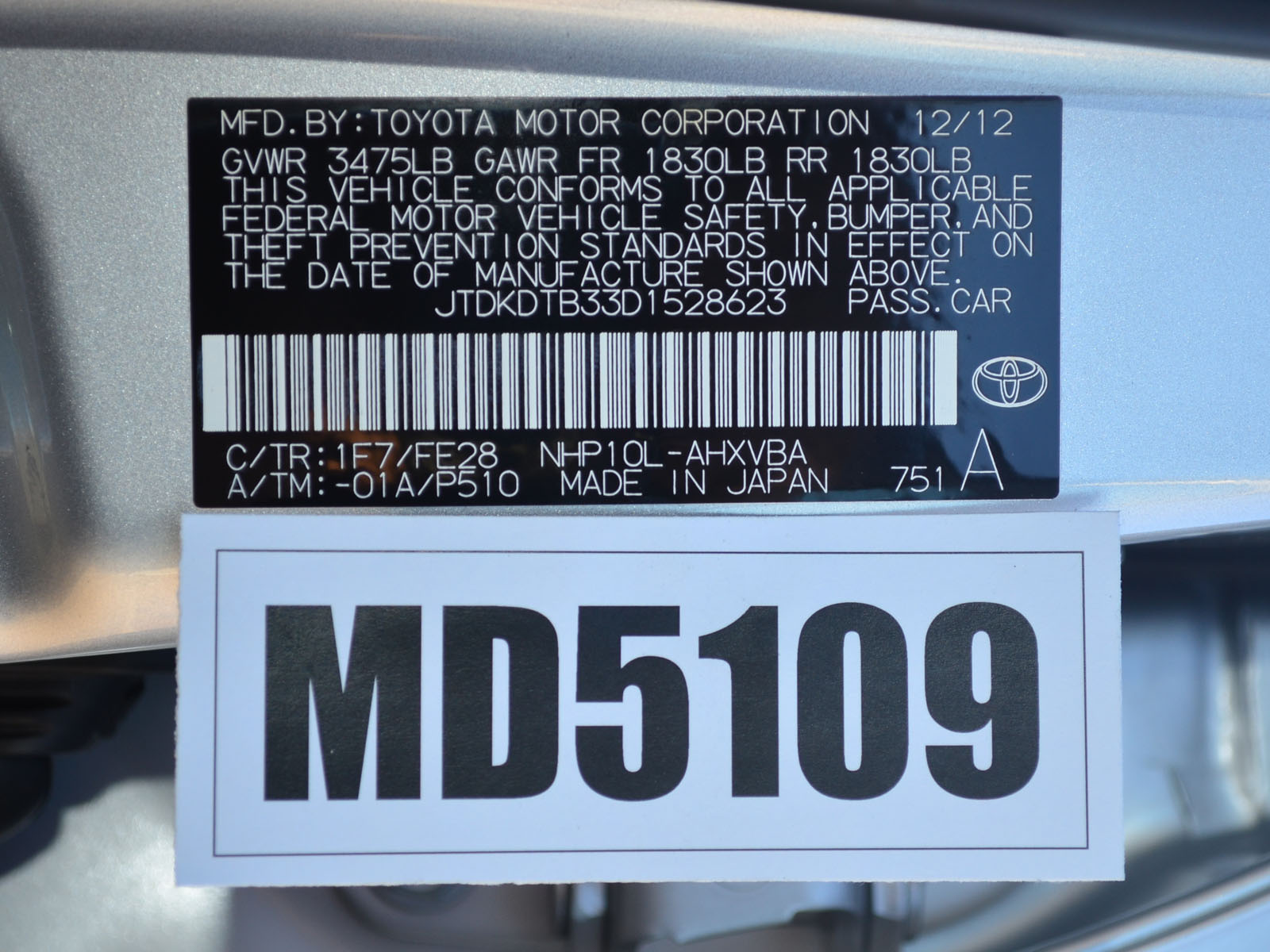 2013 TOYOTA PRIUS C crash image 2