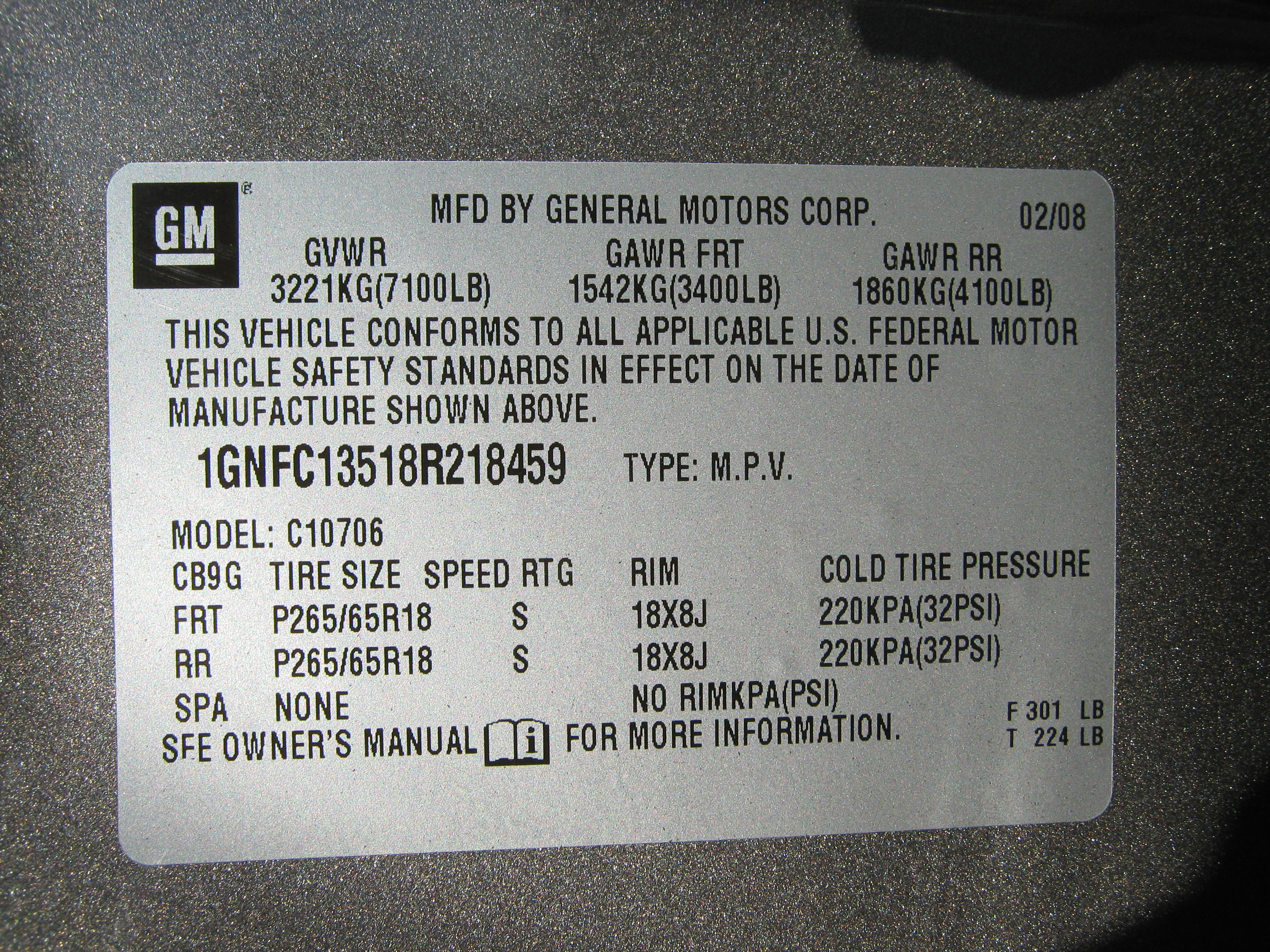 2008 CHEVROLET TAHOE crash-test photo