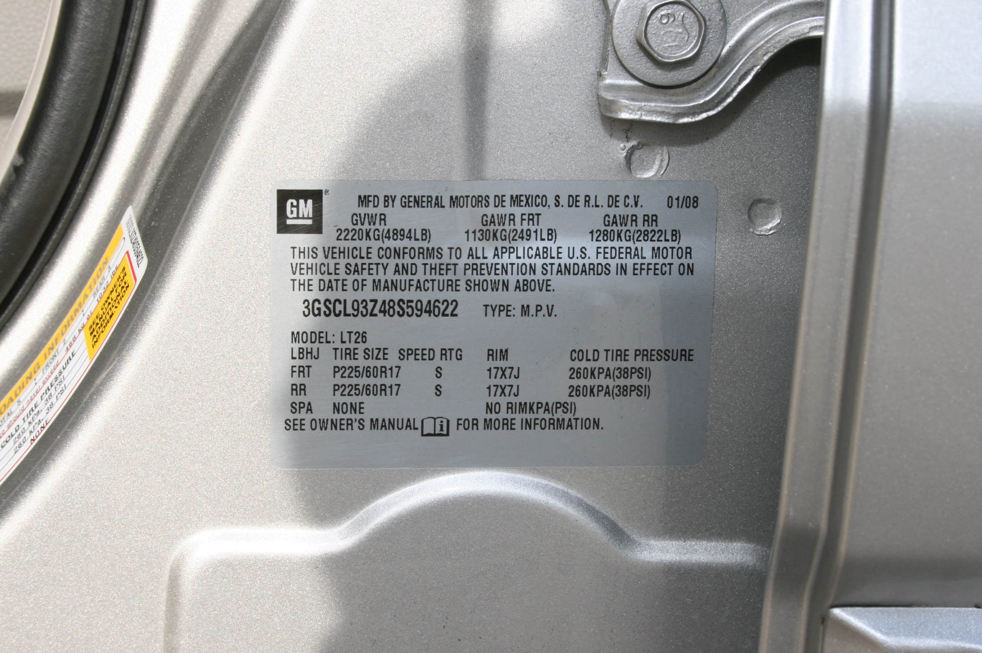 2008 SATURN VUE crash-test photo