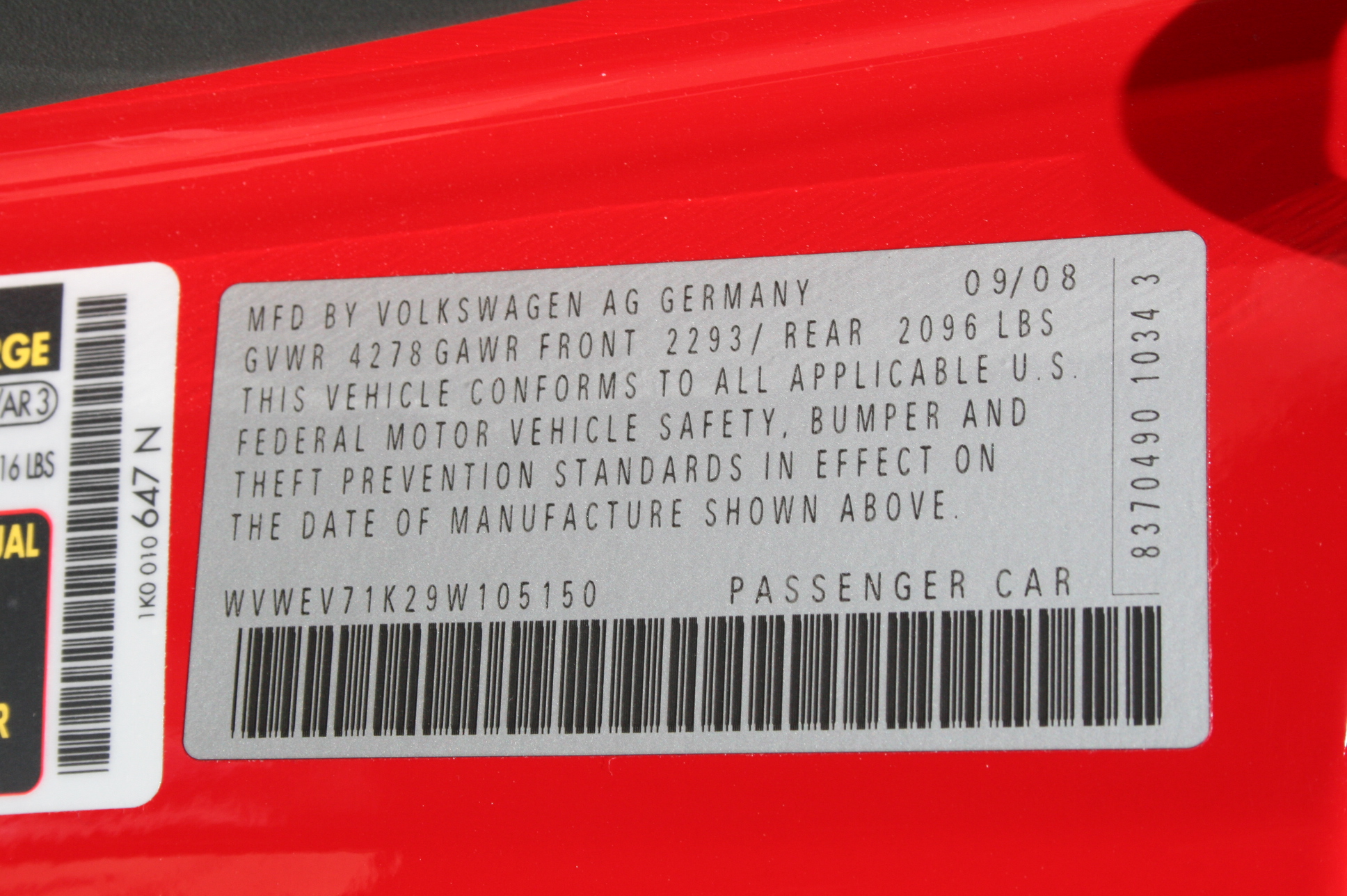 2009 VOLKSWAGEN OTHER crash-test photo