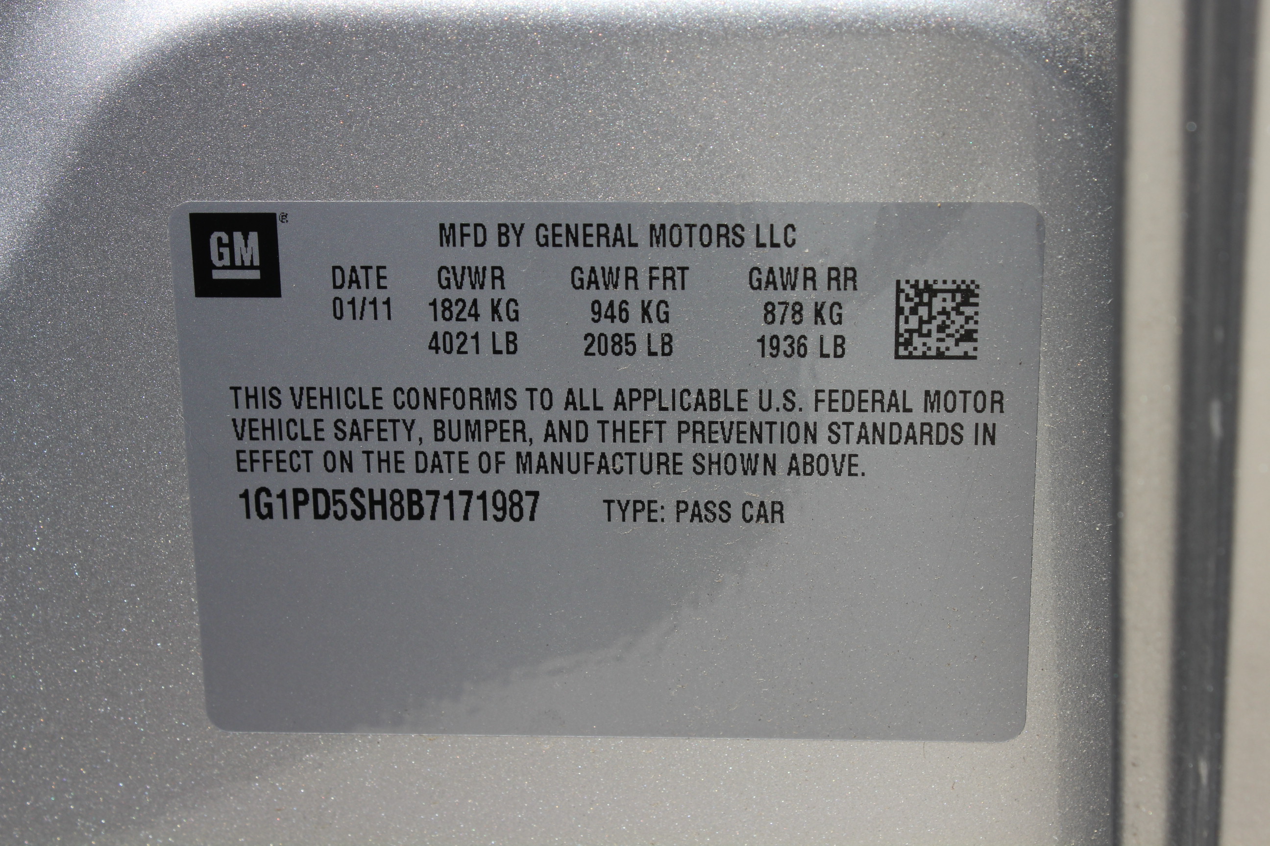 2011 CHEVROLET CRUZE crash image