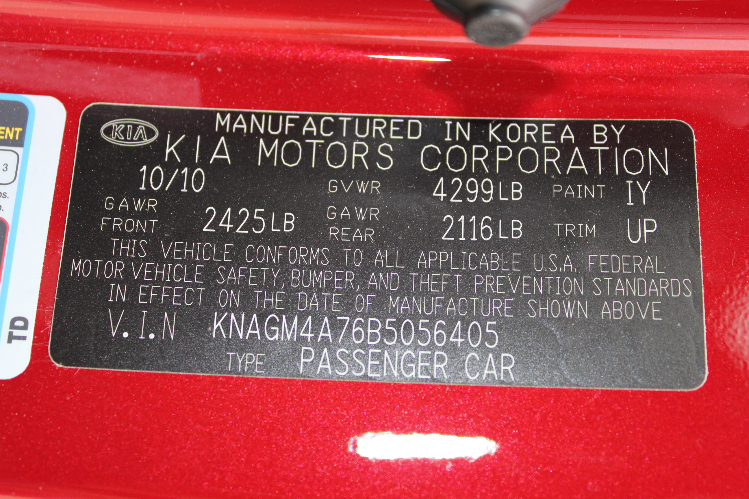 2011 KIA OPTIMA crash image