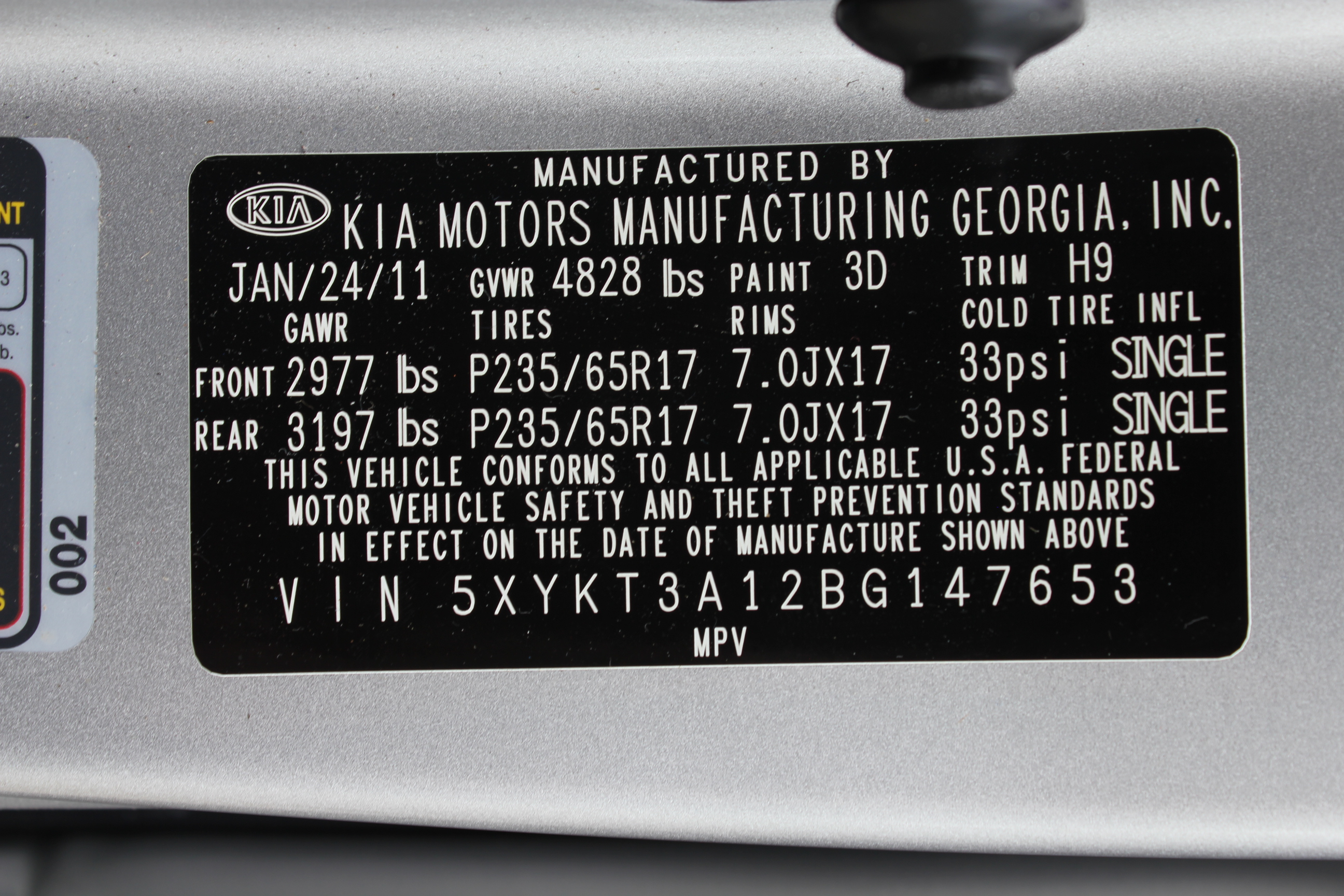 2011 KIA SORENTO crash image