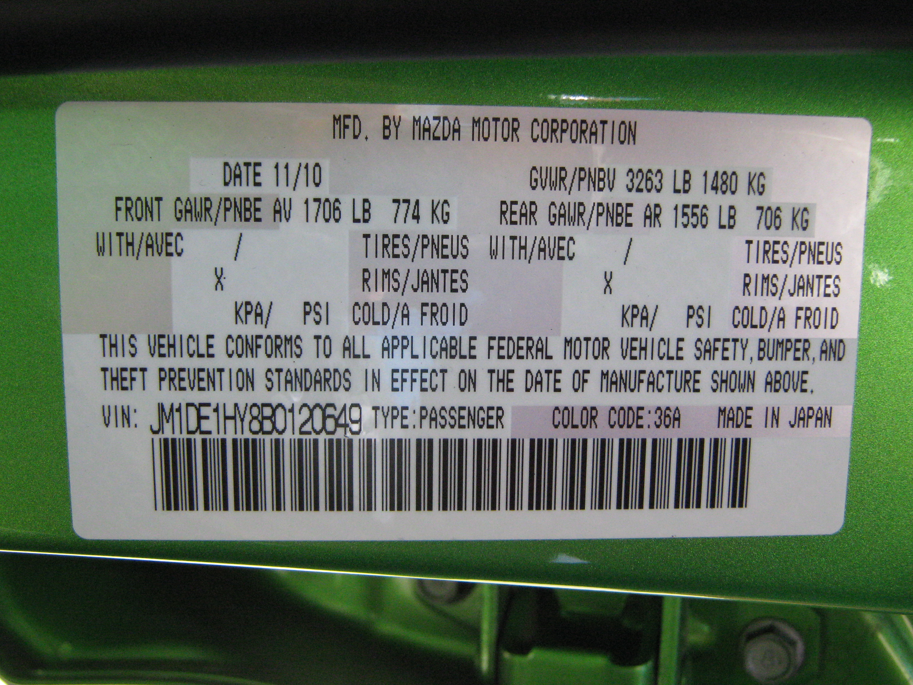 2011 MAZDA OTHER crash image