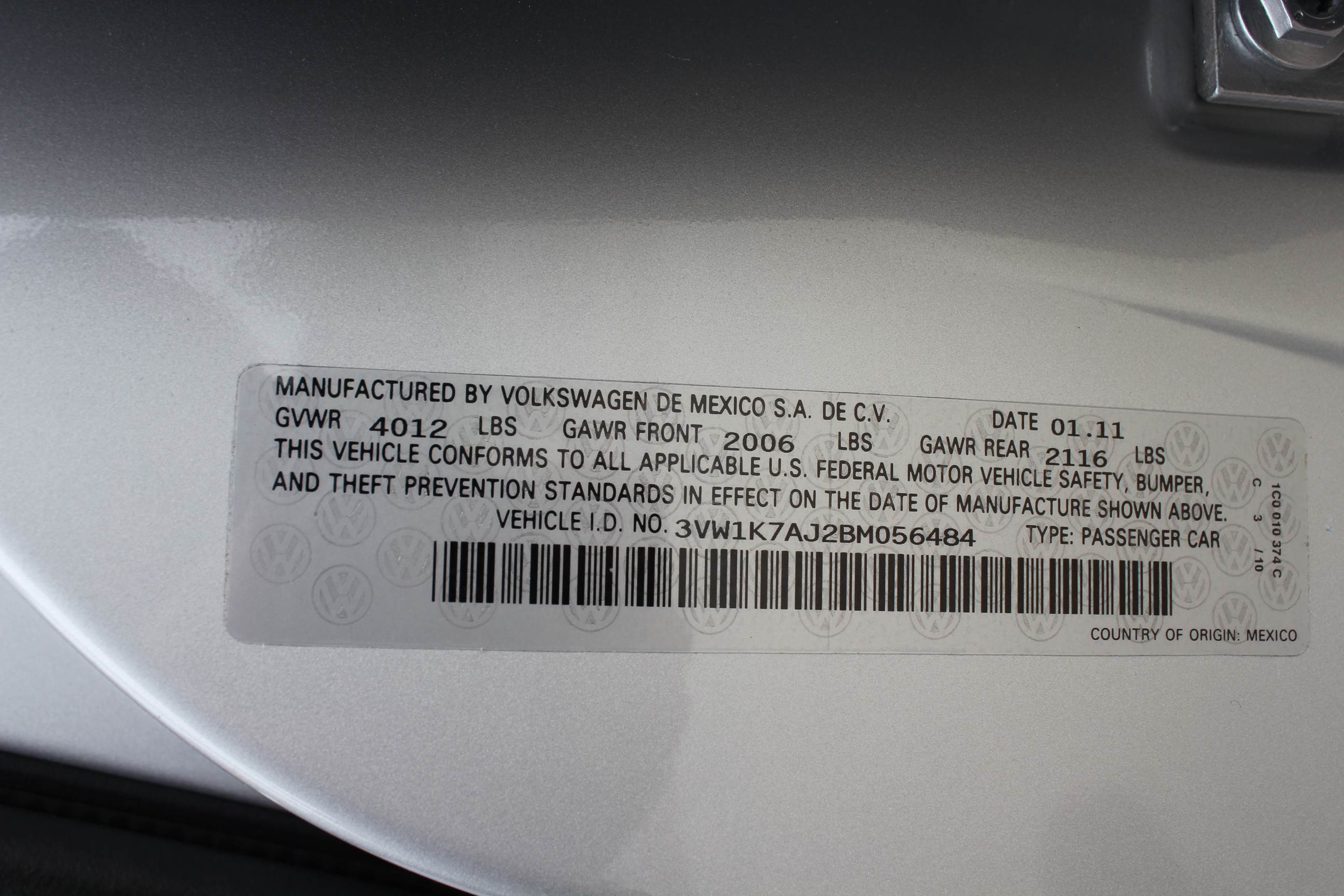 2011 VOLKSWAGEN JETTA crash image