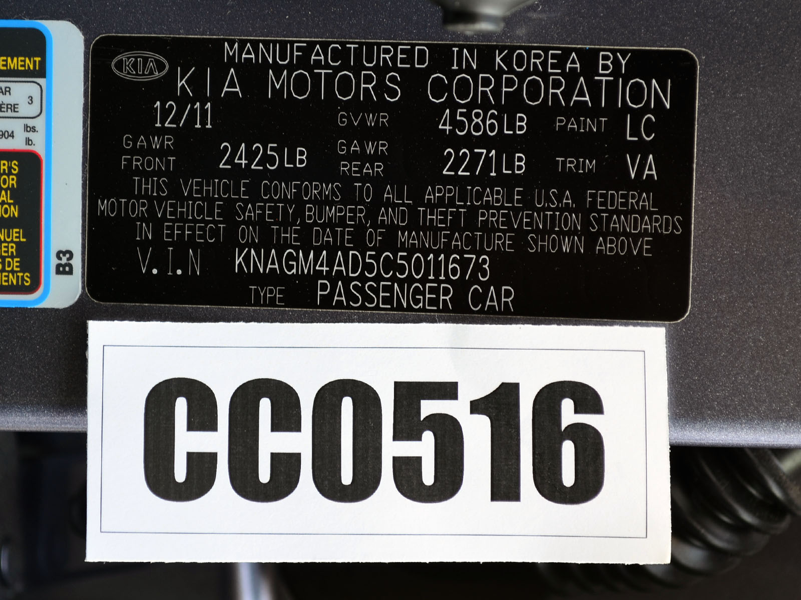 2012 KIA OPTIMA crash image