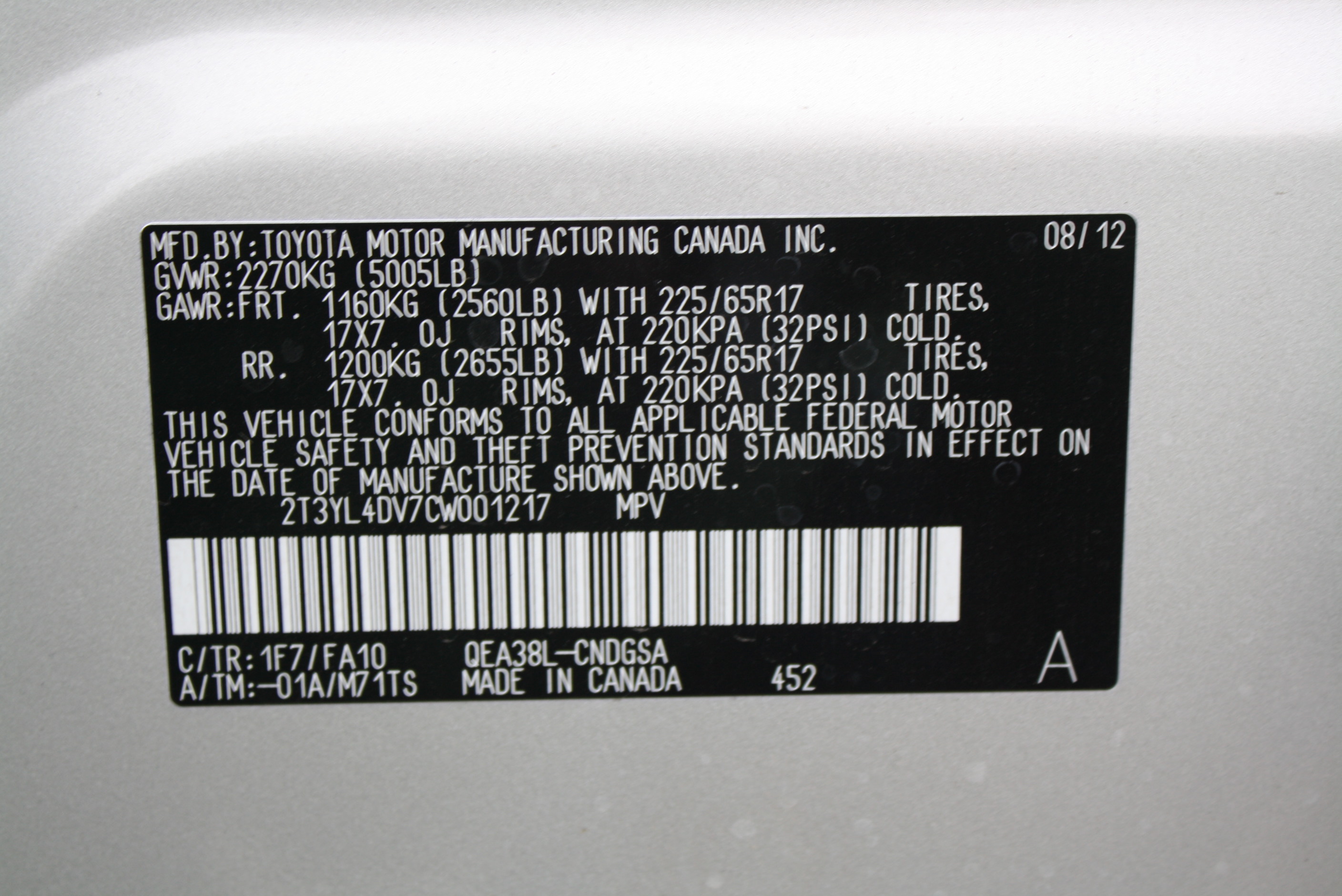 2012 TOYOTA RAV4 crash image