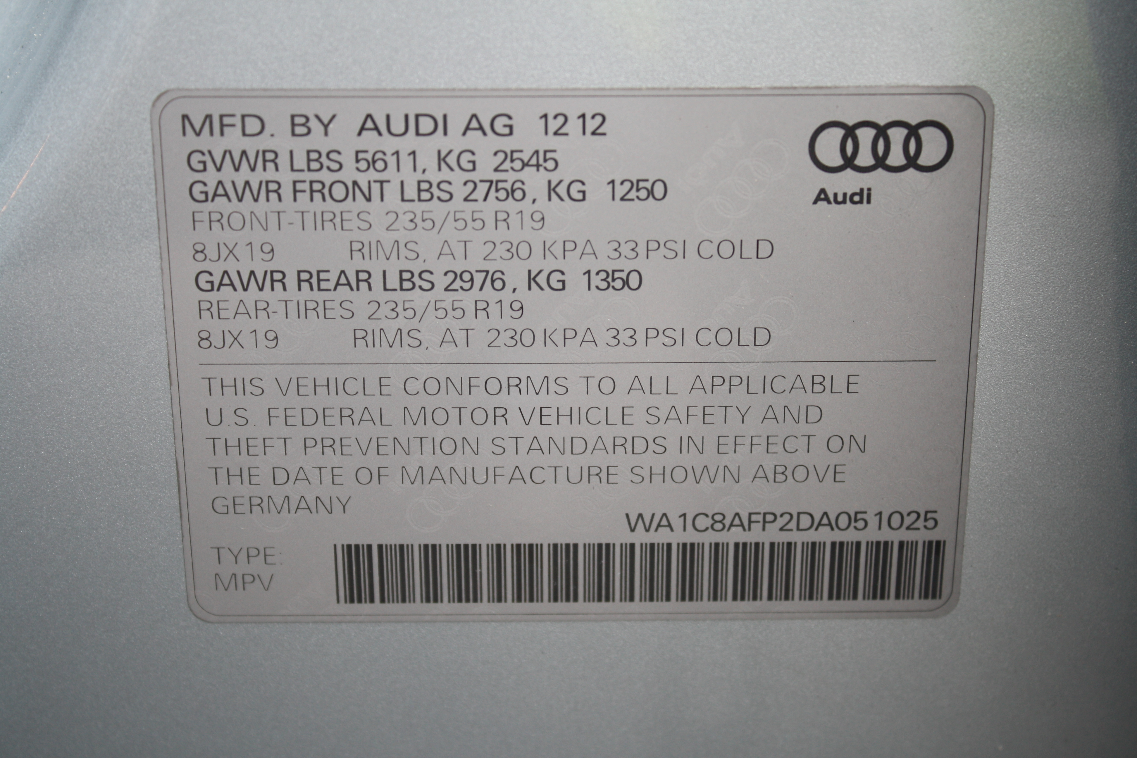 2013 AUDI Q5 HYBRID crash image