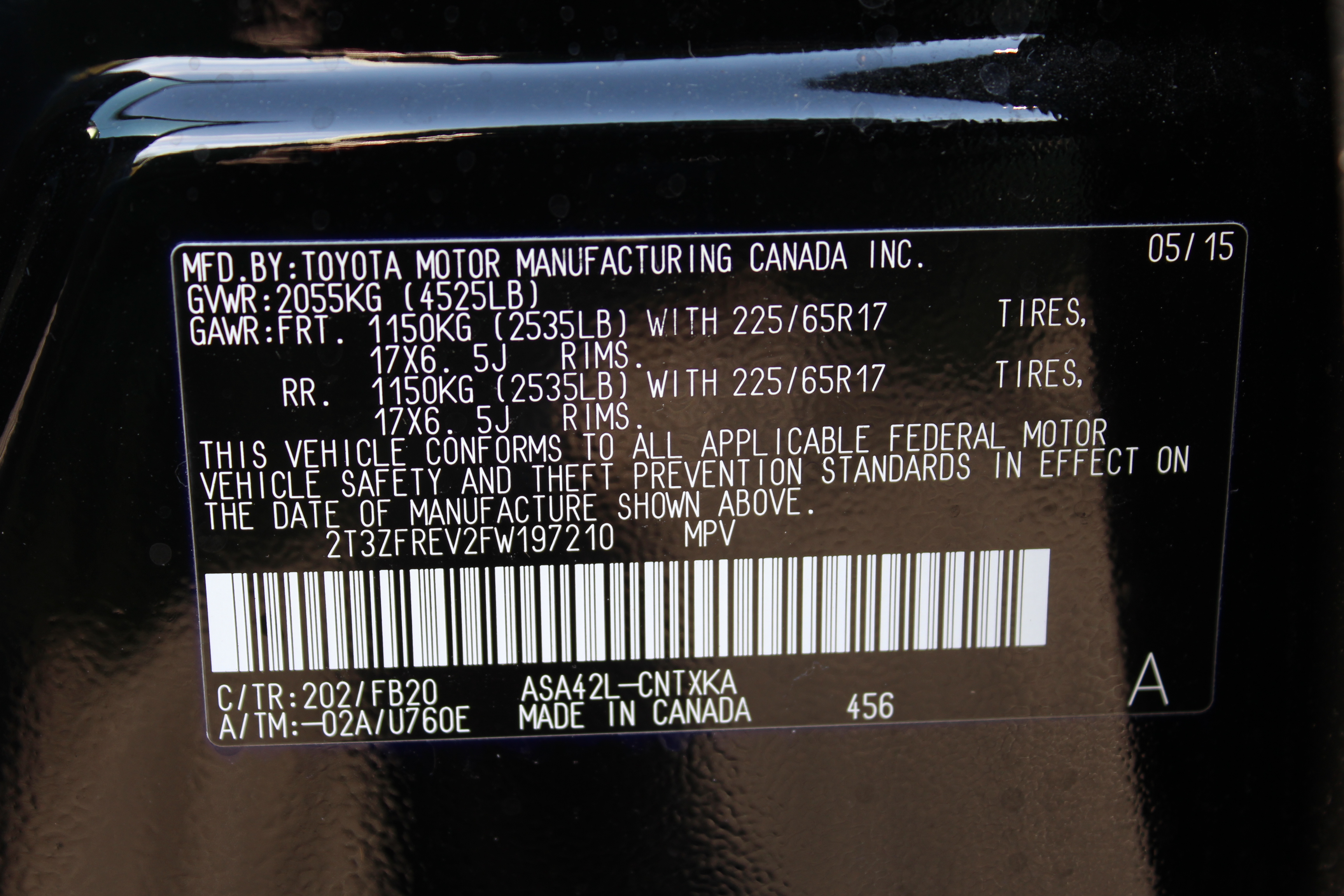 2015 TOYOTA RAV4 crash image